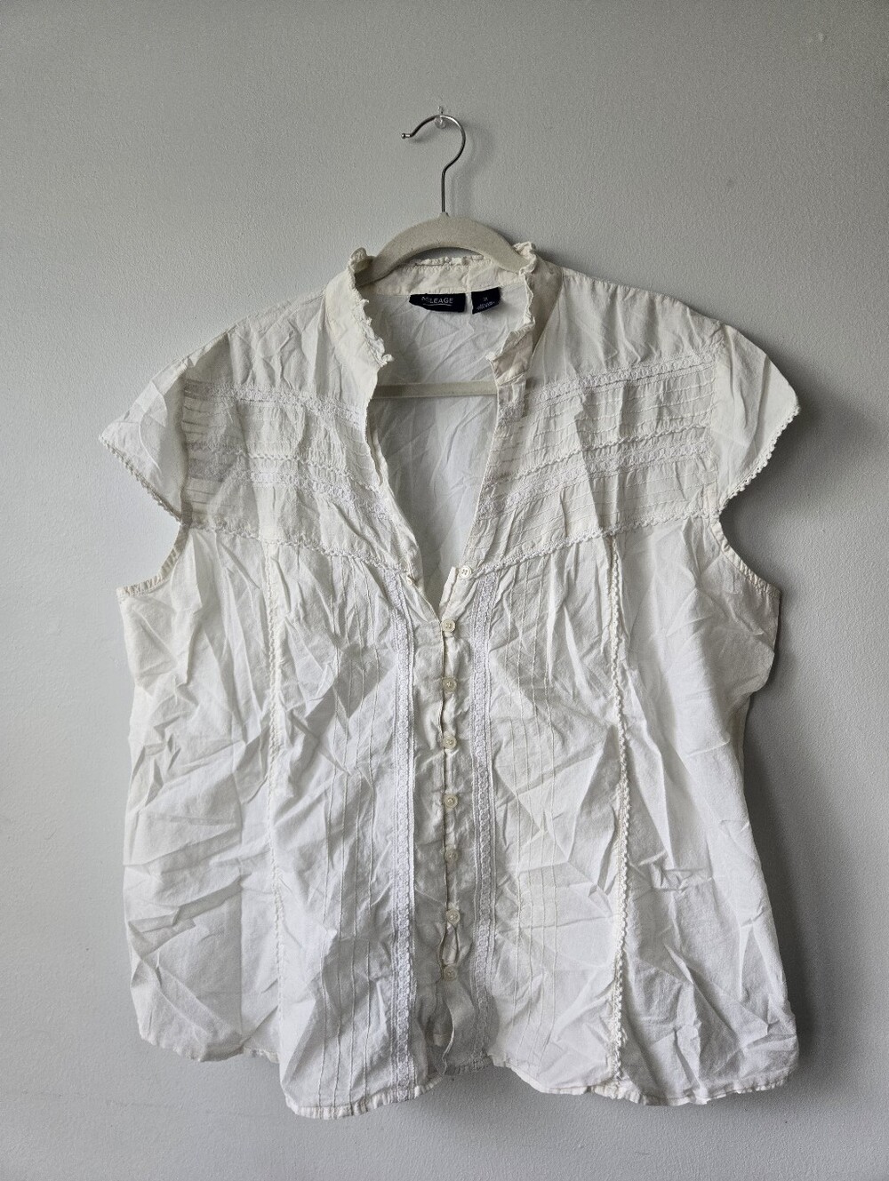 Mileage 100% Cotton Off White Blouse 3X